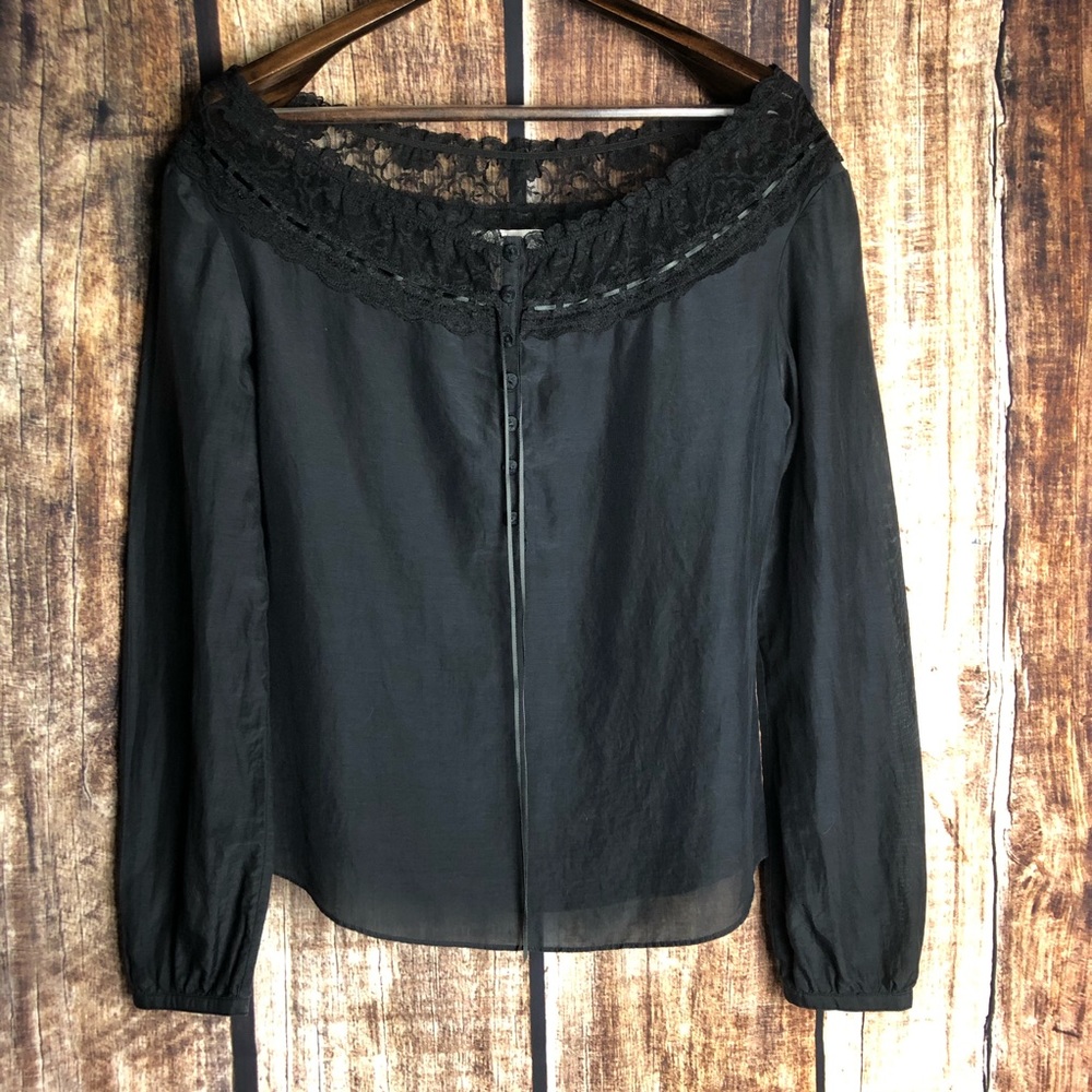 WHBM shirt with lace neckline.